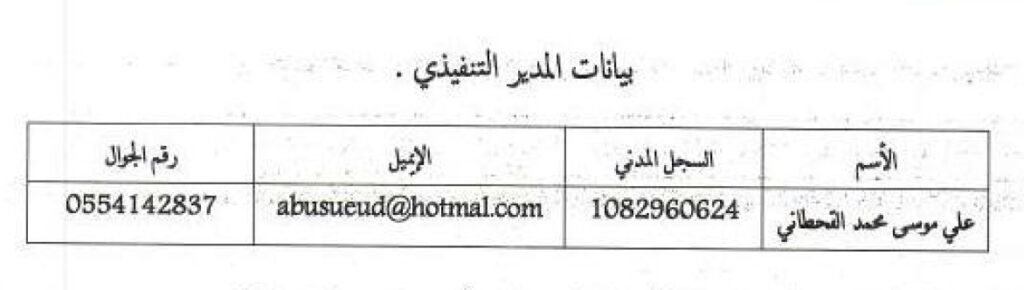 بيانات المدير التنفيذي_